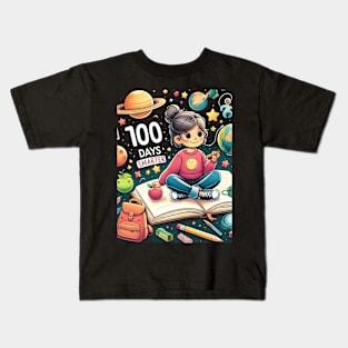 100 Days Smarter 100th Day Of School Astronaut Space Kids T-Shirt